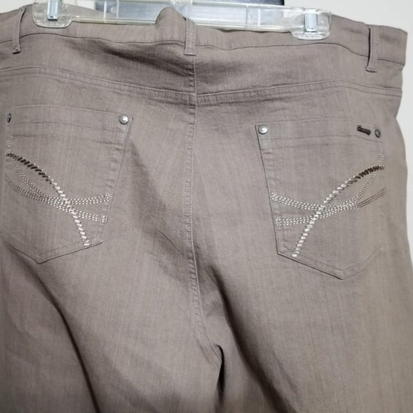 Simon Chang Plus Pants, Women's Denim, Casual Tan Wide-Leg Size 22 Lightweight - Picture 5 of 11